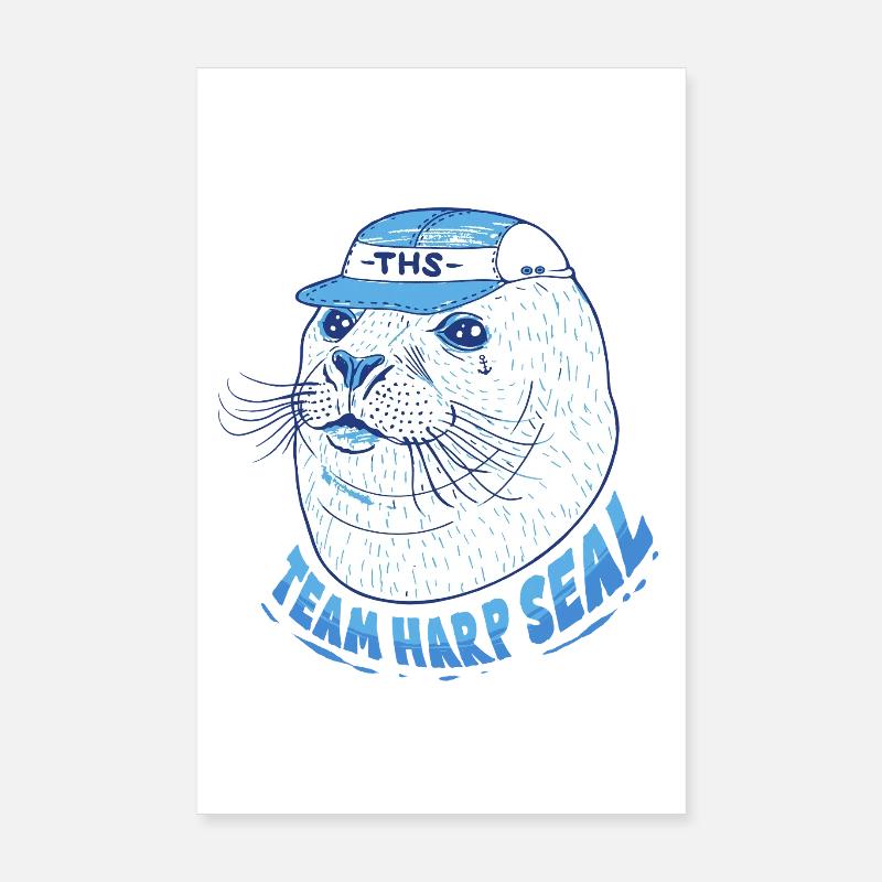 Sattelrobbe Robben Team Harp Seal Poster 20x30 cm