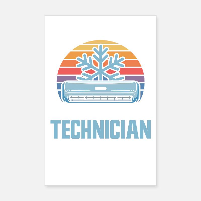 HVAC Technician Retro Climate Expert Design Professionals Poster 8" x 12" (20x30 cm)