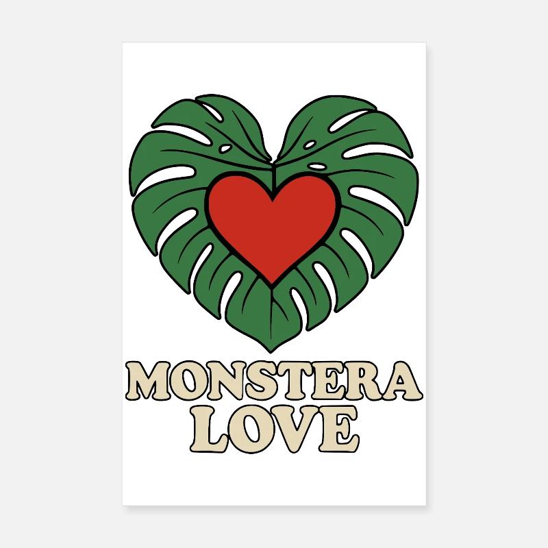 Monstera Love - Poster 20x30 cm - Weiß