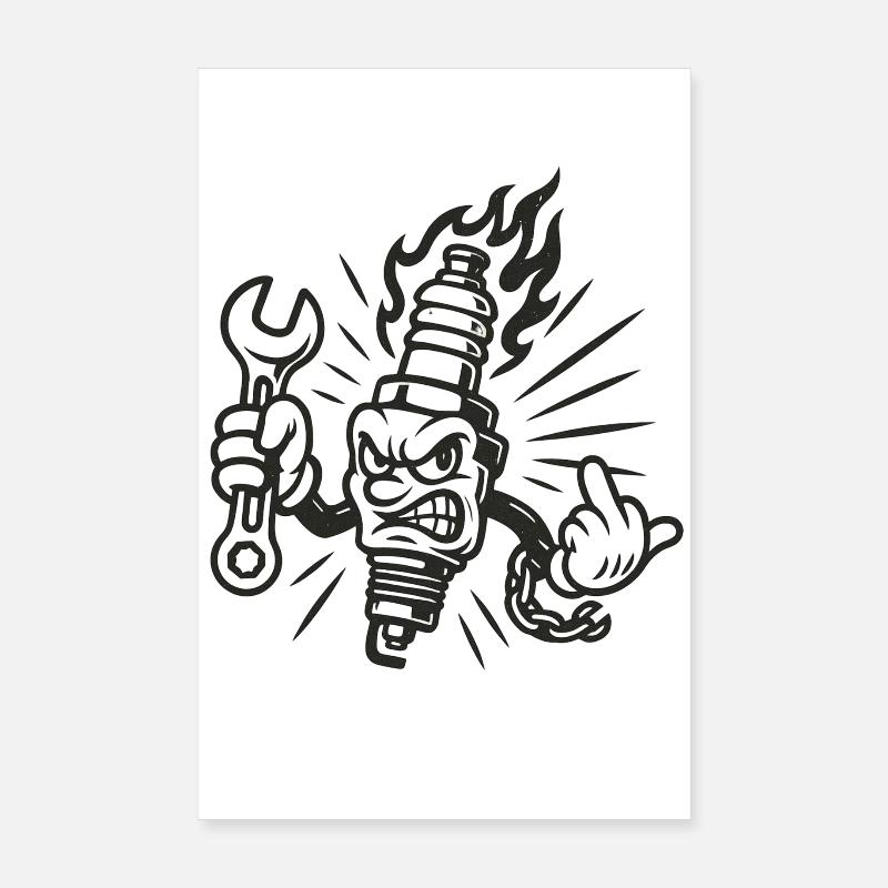 Bad Spark – Cheeky spark plug with screw connections Poster 8" x 12" (20x30 cm)