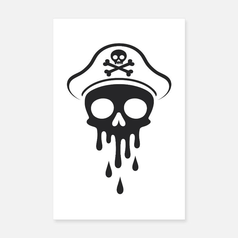 Melting Captain Skull Skull Captain Hat Poster 8" x 12" (20x30 cm)