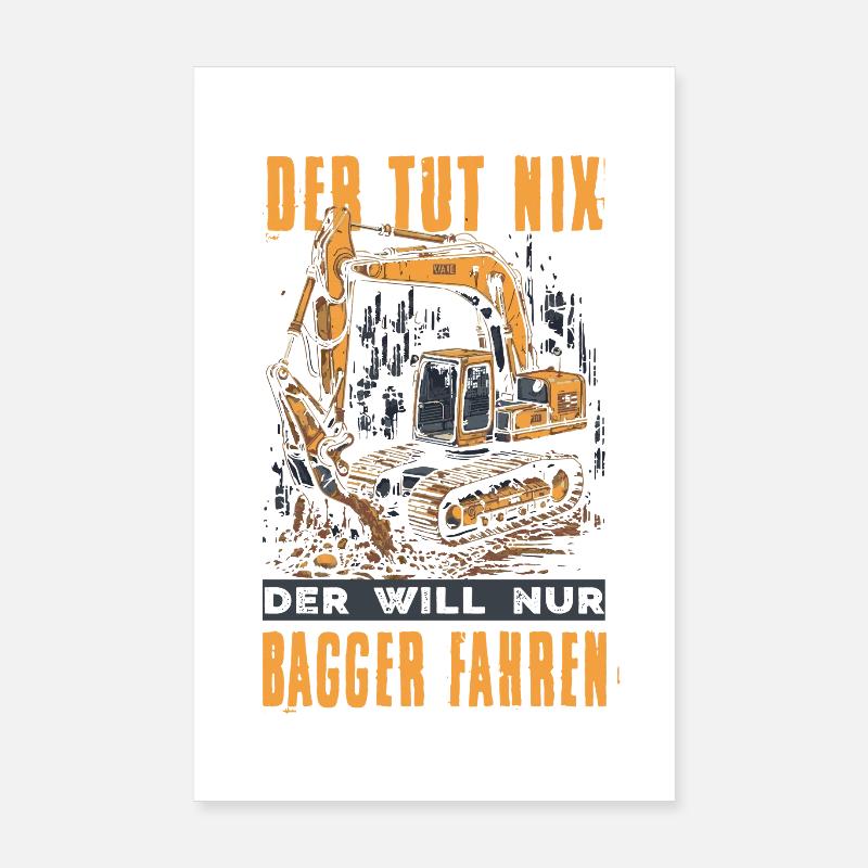 Baggerfahrer Geschenke Baggerführer Baustelle Poster 20x30 cm