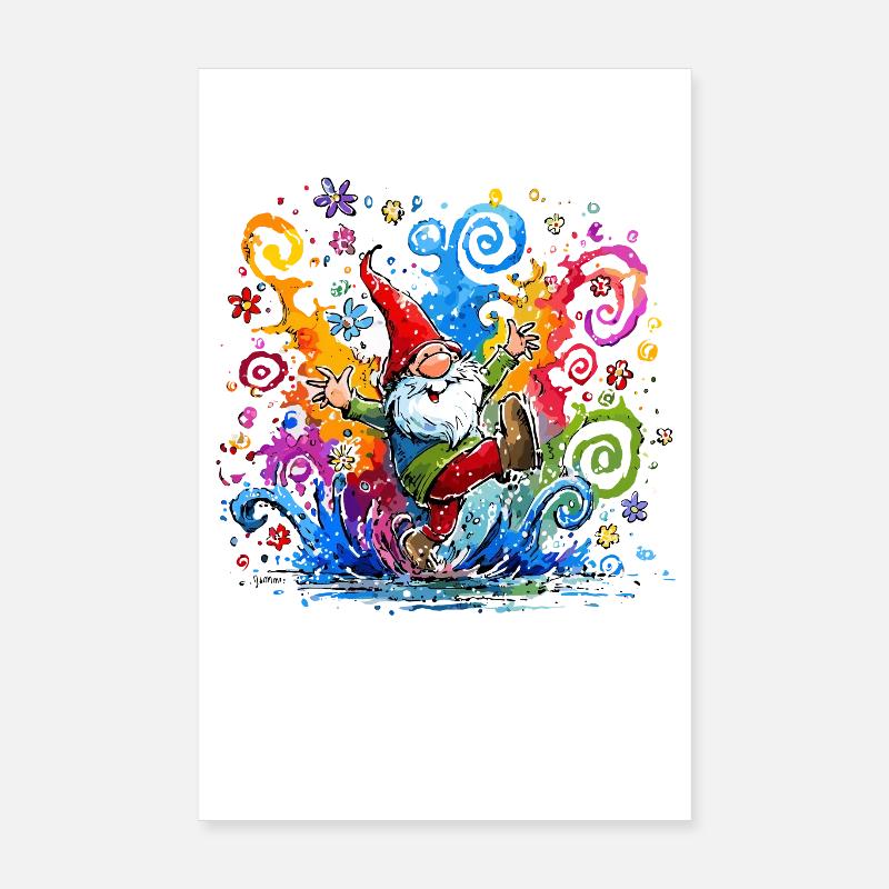 Bunter Gnom mit Farbspritzern Poster 20x30 cm