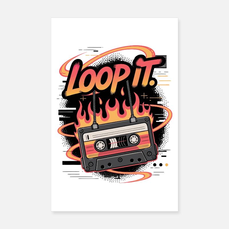 Retro Kassette Loop It Musikdesign Poster 20x30 cm