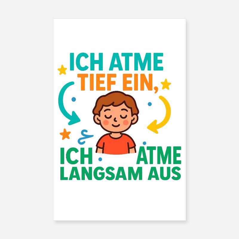 I take a deep breath, children's mindfulness Poster 8" x 12" (20x30 cm)
