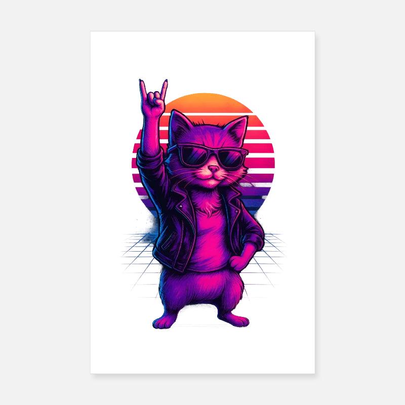 Synthwave Chat Chat Retro Sunset Poster 20 x 30 cm