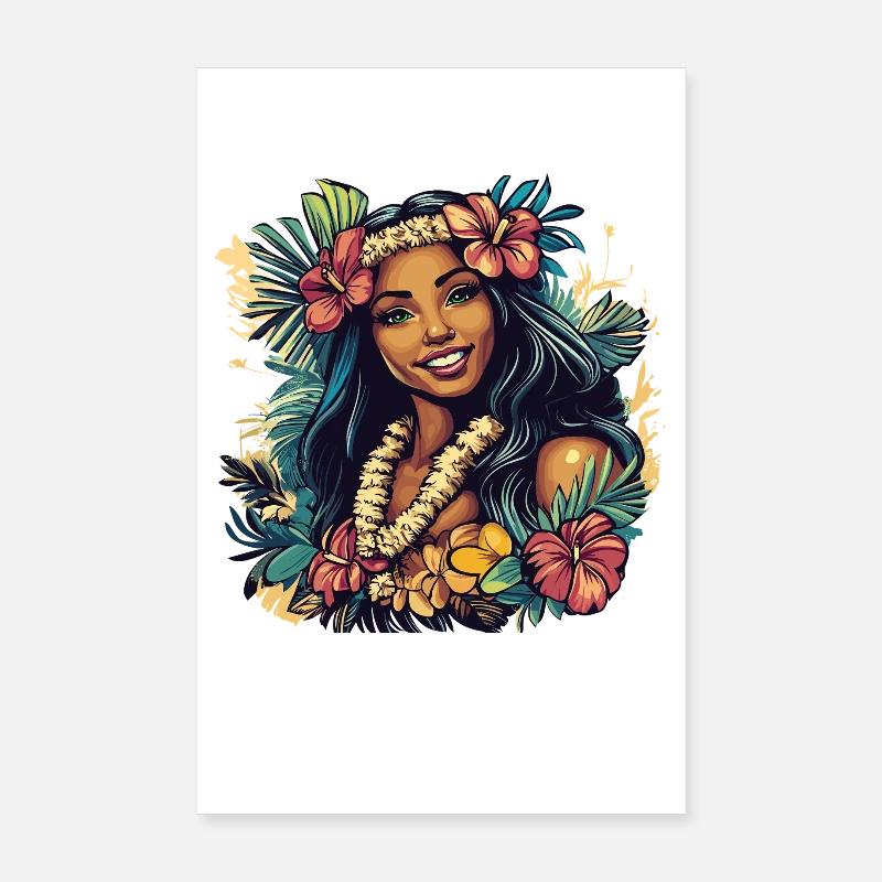 Couronne de fleurs de hula tropicale Poster 20 x 30 cm