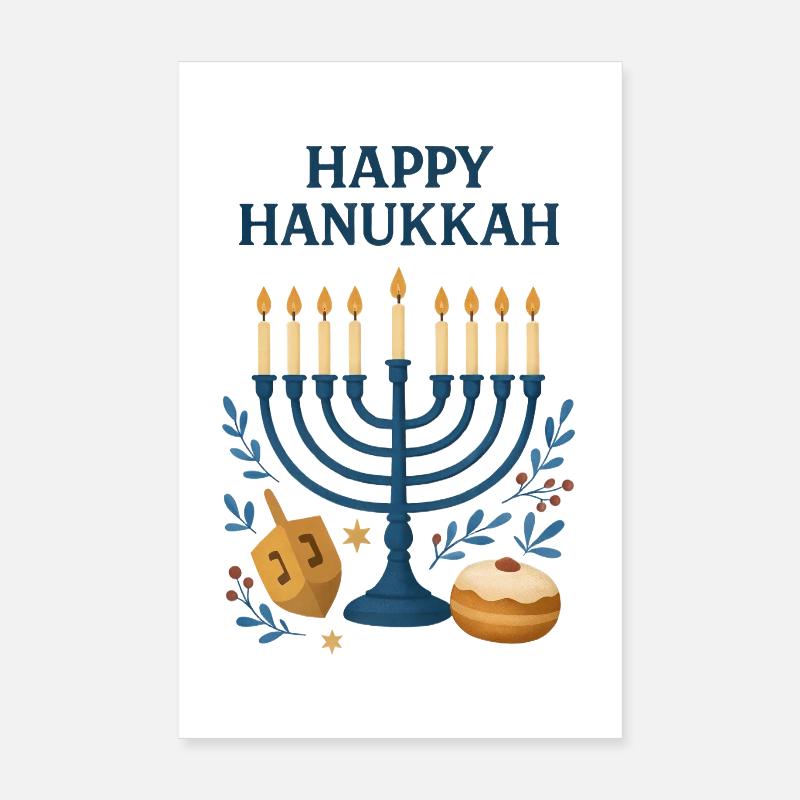 Joyeux Menorah festif de Hanoucca Poster 20 x 30 cm