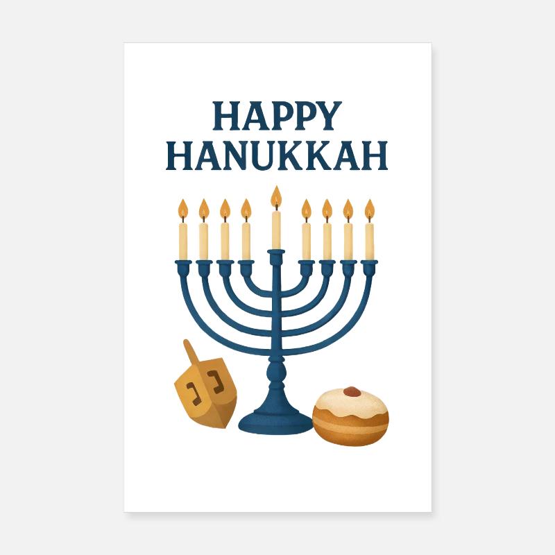Happy Hanukkah Menorah Festive Light Poster 8" x 12" (20x30 cm)