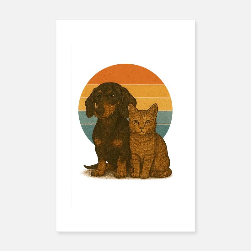 Dackel und Katze Poster 20x30 cm