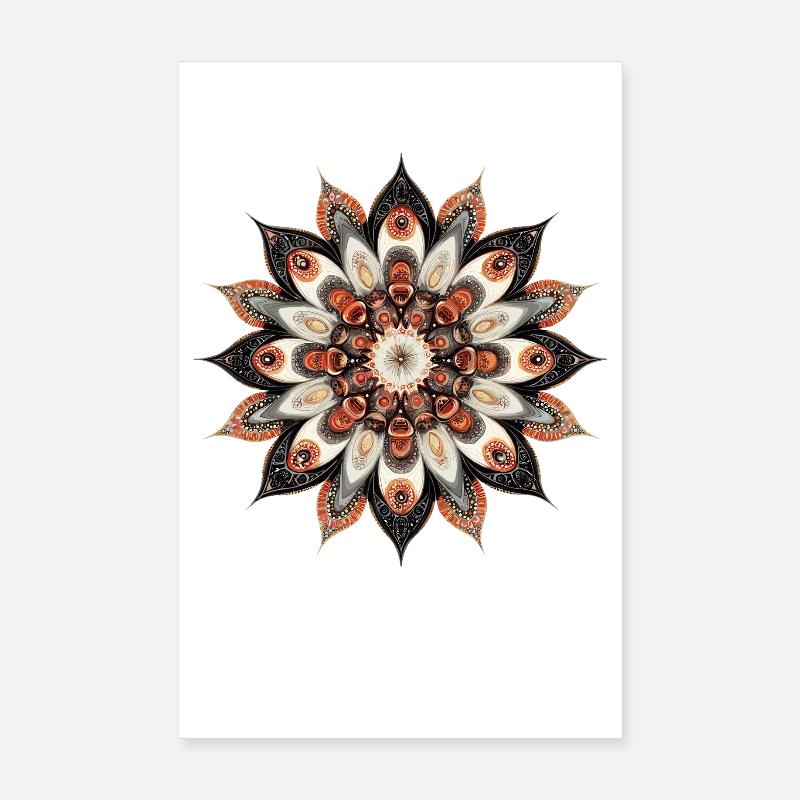 Imprimé de fleurs de mandala chaudes Poster 20 x 30 cm