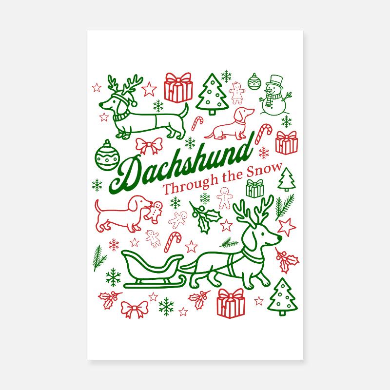 Dachshund Through the Snow Festive Poster 8" x 12" (20x30 cm)