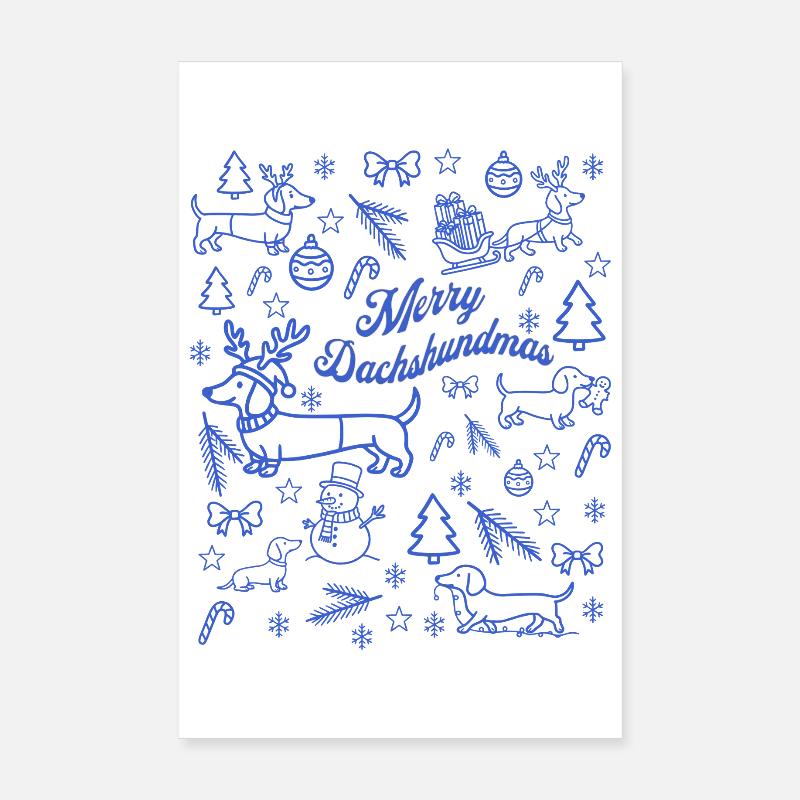 Patron de Noël Teckel Poster 20 x 30 cm