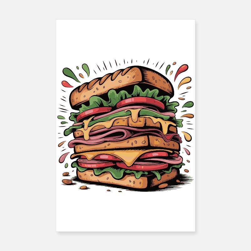 Burger Pop Art Explosion Poster 20x30 cm