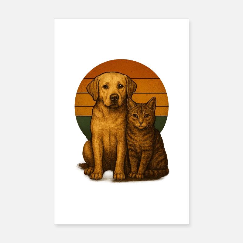Labrador and cat Poster 8" x 12" (20x30 cm)