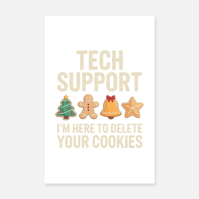 T-shirt Meme de cookies de support technique Poster 20 x 30 cm