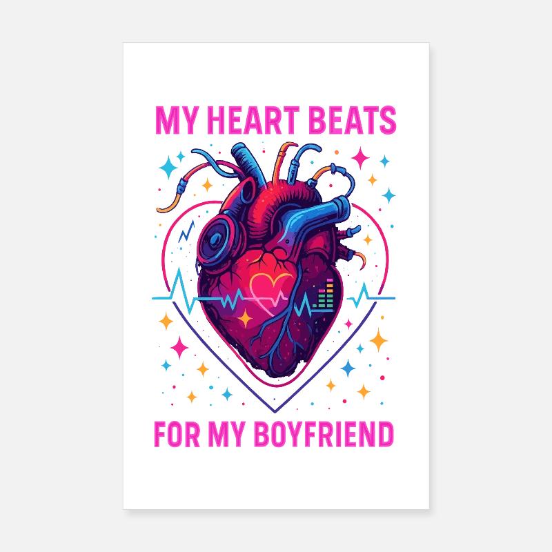 herz spruch freund, neon liebe anatomie Poster 20x30 cm