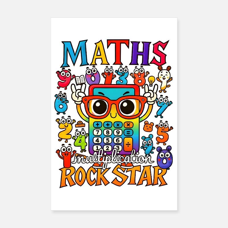 number day Maths Multiplication Rock Star Poster 20x30 cm
