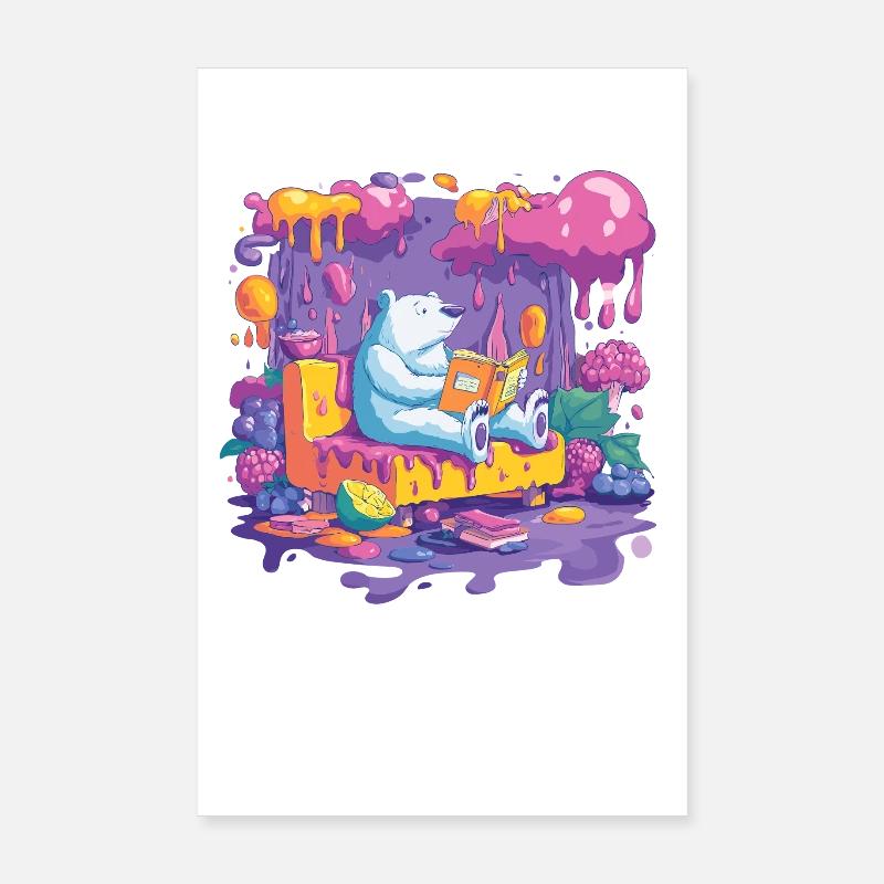 Bunter Bärenlese im Farbfluss Poster 20x30 cm
