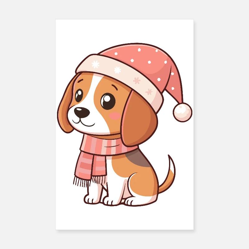 Weihnachts-Beagle-Hund Poster 20x30 cm