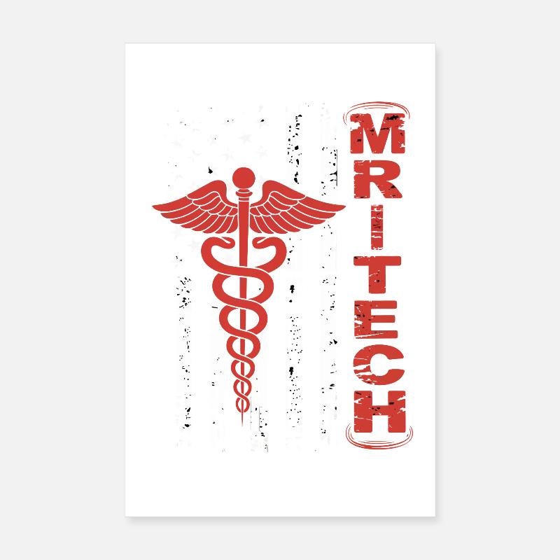 Rote MedTech Caduceus Flagge Poster 20x30 cm
