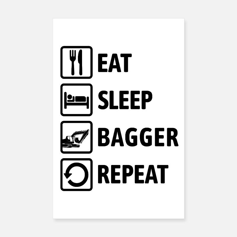 Manger Sleepbagger Répétez - creuser et creuser Poster 20 x 30 cm