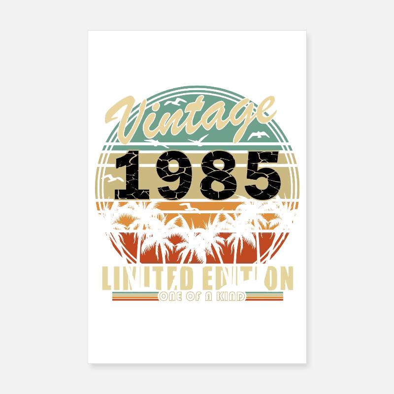 Vintage 1985 Palm Trees Sunset Poster 8" x 12" (20x30 cm)