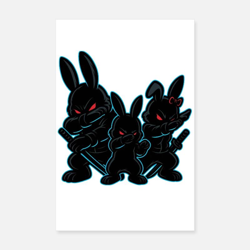 ninja Easter bunny dabbing, cool bunny gang Poster 8" x 12" (20x30 cm)
