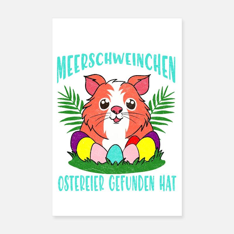 Guinea Pig Easter Eggs Parade Poster 8" x 12" (20x30 cm)