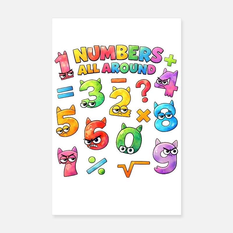 Rainbow Math Faces & Nombres Poster 20 x 30 cm