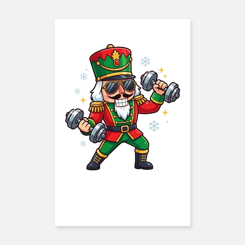 Weihnachts-Nussknacker-Gewichtheber-Lustiges-Worko Poster 20x30 cm