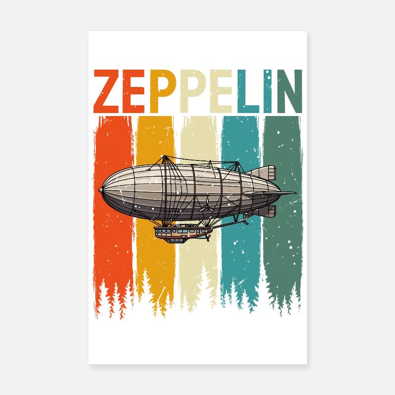 Style Rock Vintage Rétro Zeppelin Dirigeable Poster 20 x 30 cm