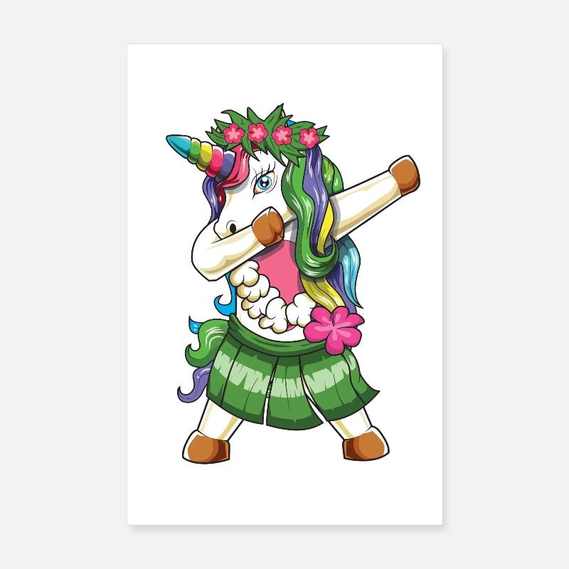 Dab de la danseuse de hula licorne hawaïenne Poster 20 x 30 cm