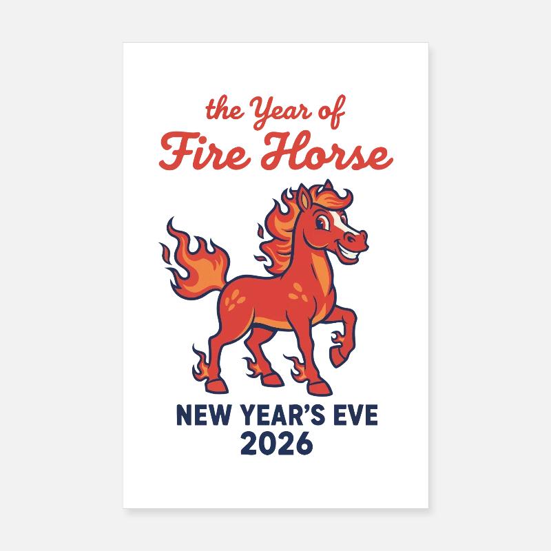 L’Année du Cheval de Feu Réveillon 2026 Poster 20 x 30 cm