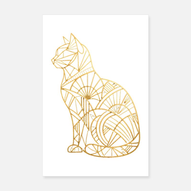 Chat d’or Art déco Poster 20 x 30 cm