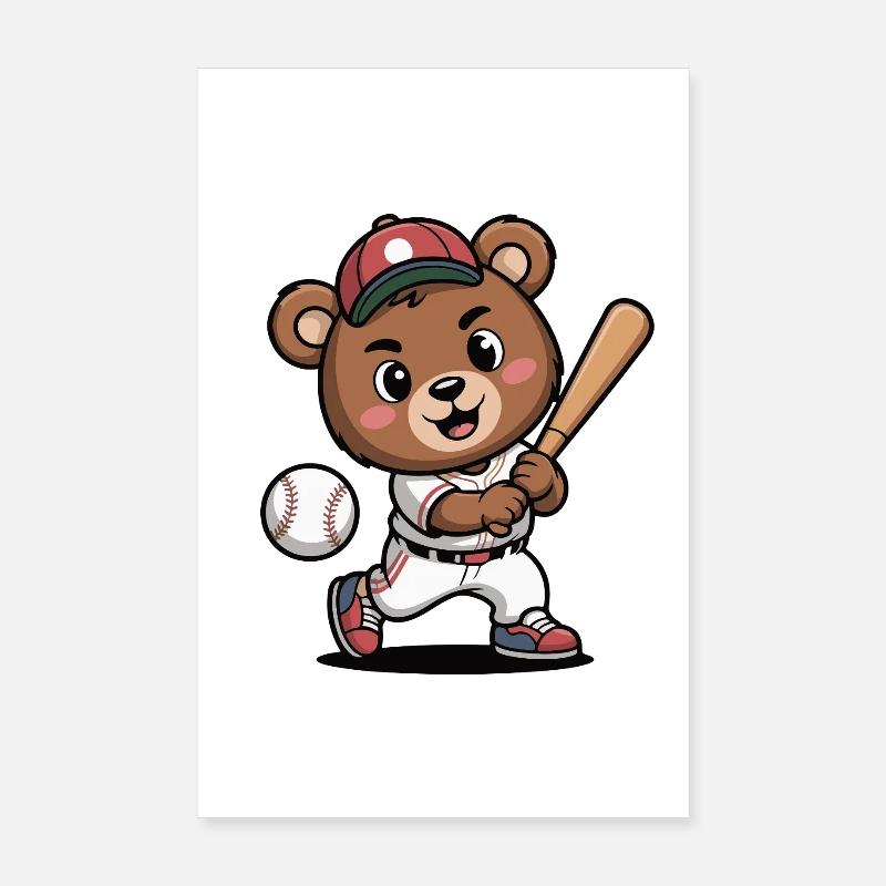 Bear hero on baseball bat Poster 8" x 12" (20x30 cm)