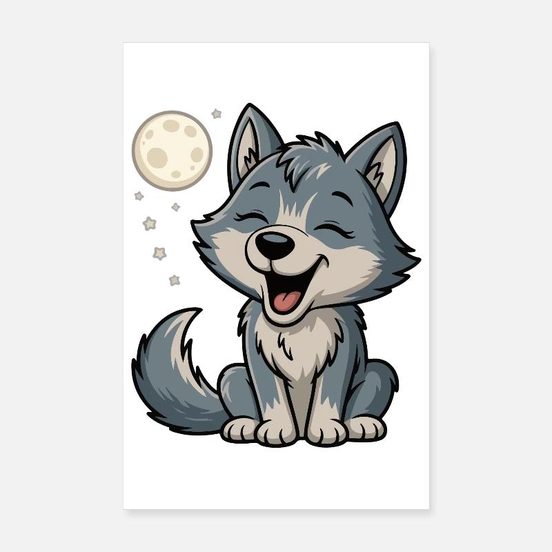 Moonlight Wolf Cuddle Poster 8" x 12" (20x30 cm)