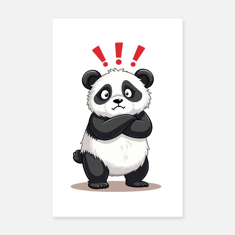 Skeptical Panda with Exclamation Point Humor Poster 8" x 12" (20x30 cm)