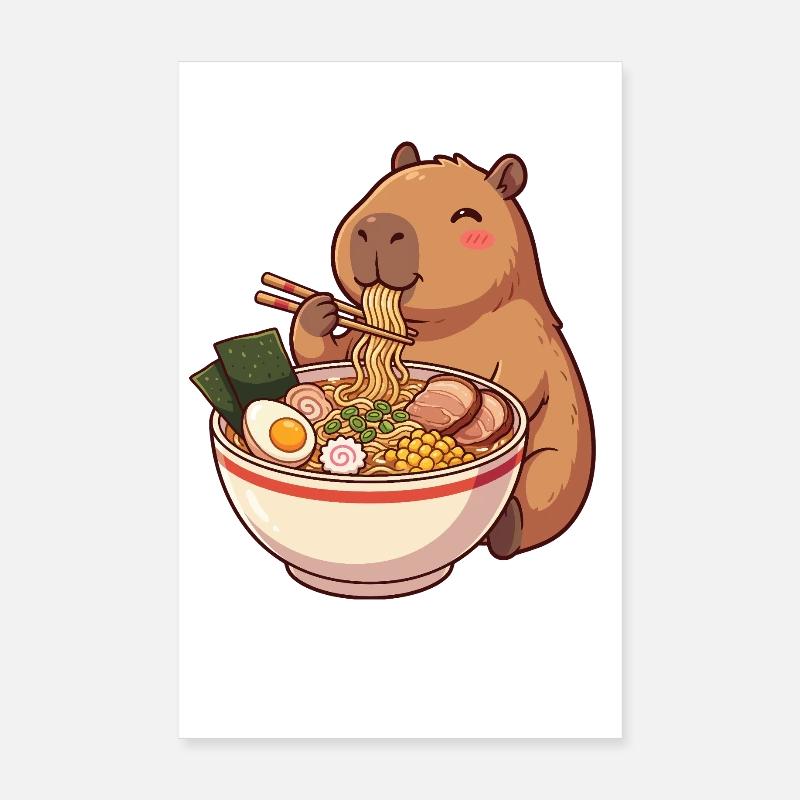 Kawaii Capybara Ramen Poster 20 x 30 cm