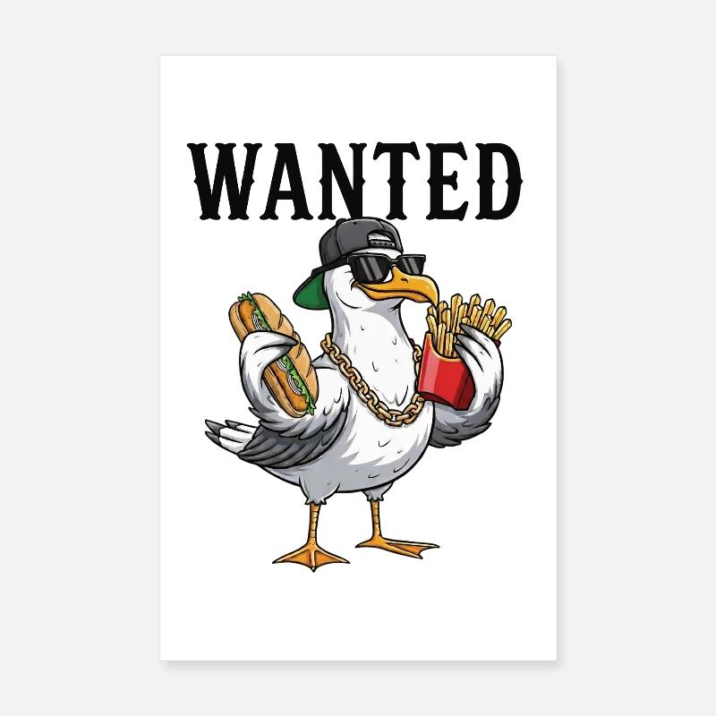 Gesuchte Möwe Mit Pommes Und Fischbrötchen Poster 20x30 cm