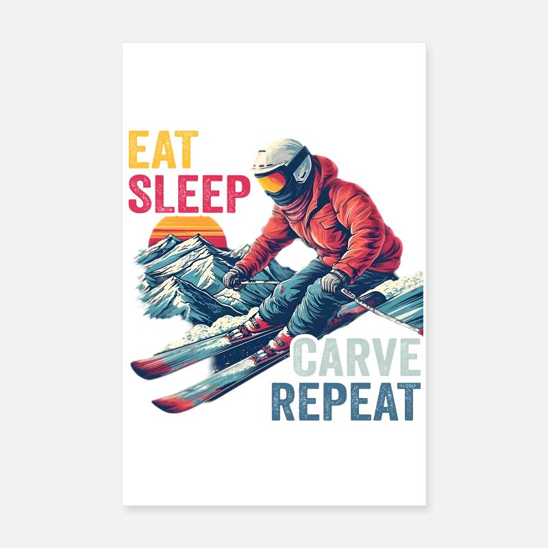 Conception de skis Carve Repeat Poster 20 x 30 cm
