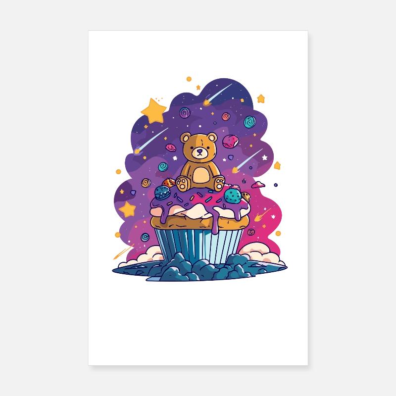 Cupcake en peluche dans le cosmos Poster 20 x 30 cm
