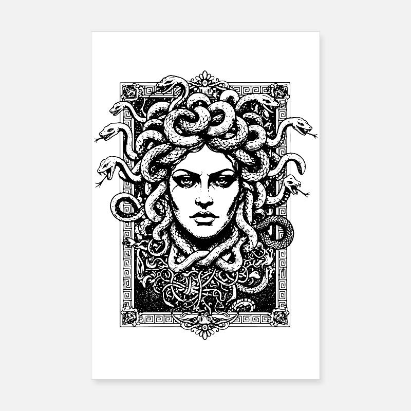 Déesse grecque de Méduse avec illustration de serpents Poster 20 x 30 cm