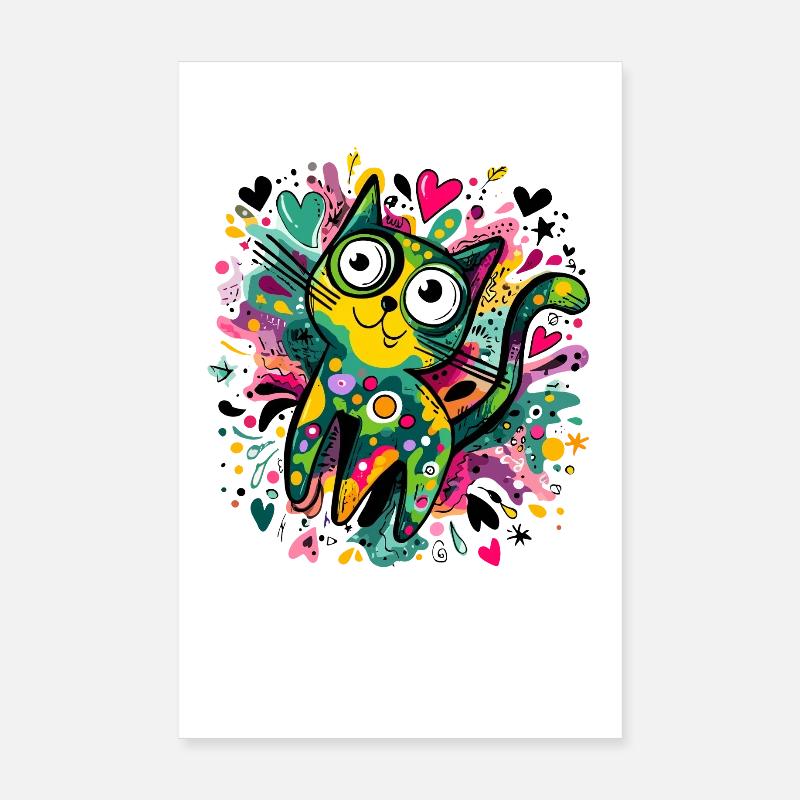 Œuvres colorées de chats graffitis Poster 20 x 30 cm