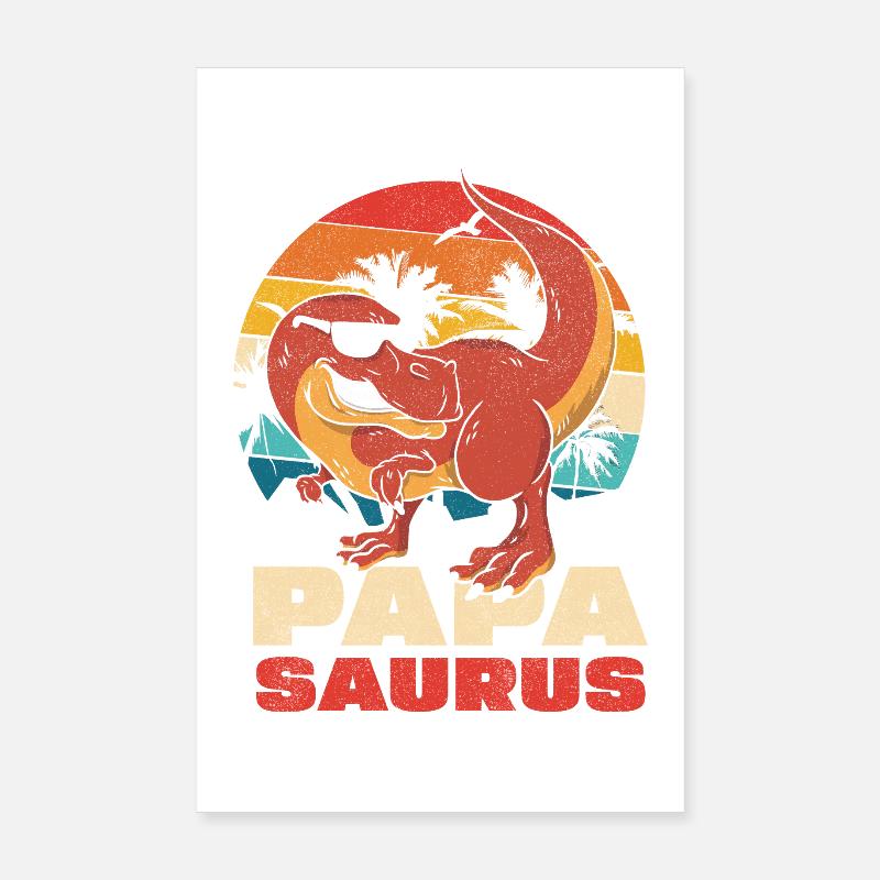 Papasaurus Retro Sunset Poster 20 x 30 cm