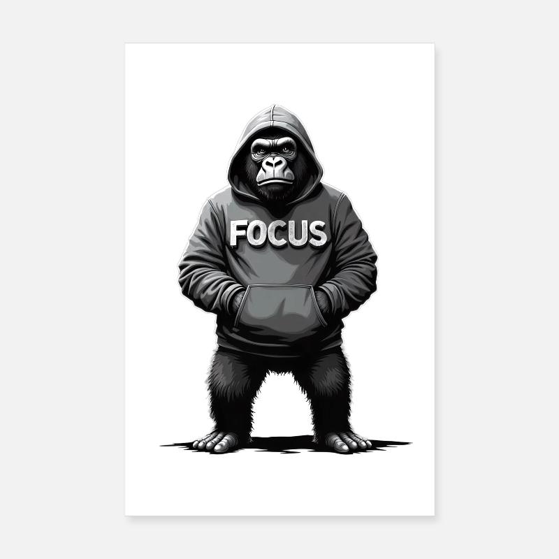 Gorilla Focus Strength Motivation Training Poster 8" x 12" (20x30 cm)