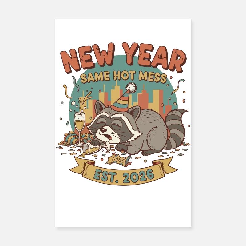 New Year Same Hot Mess Est. 2026 Celebration Poster 20x30 cm