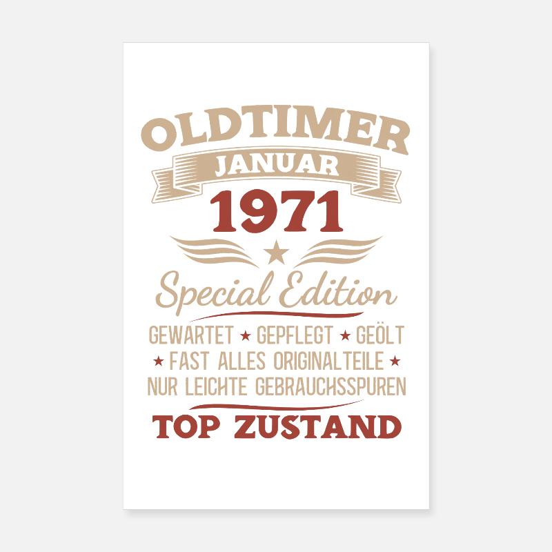 55. Geburtstag Geschenk Oldtimer Januar 1971 Poster 20x30 cm