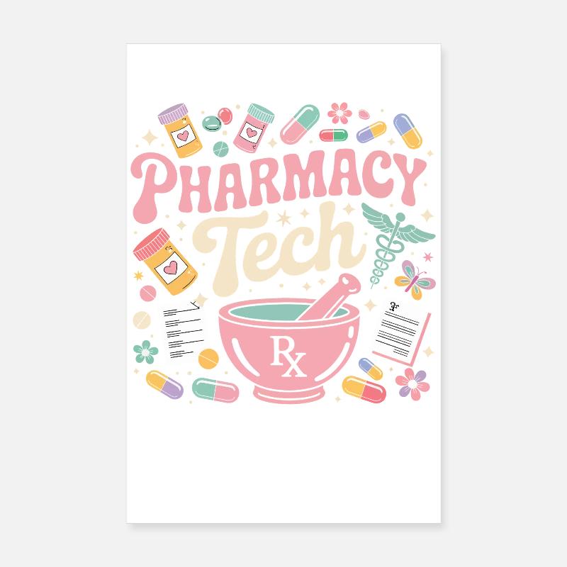 PharmaTech Pharmacy Illustration Poster 8" x 12" (20x30 cm)