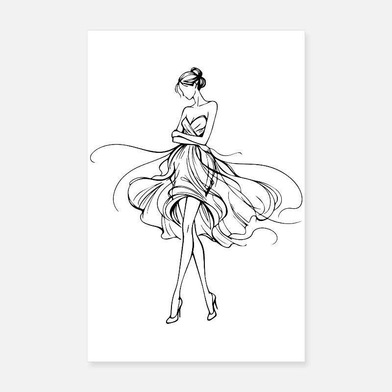 Silhouette fluide en robe de soirée Poster 20 x 30 cm